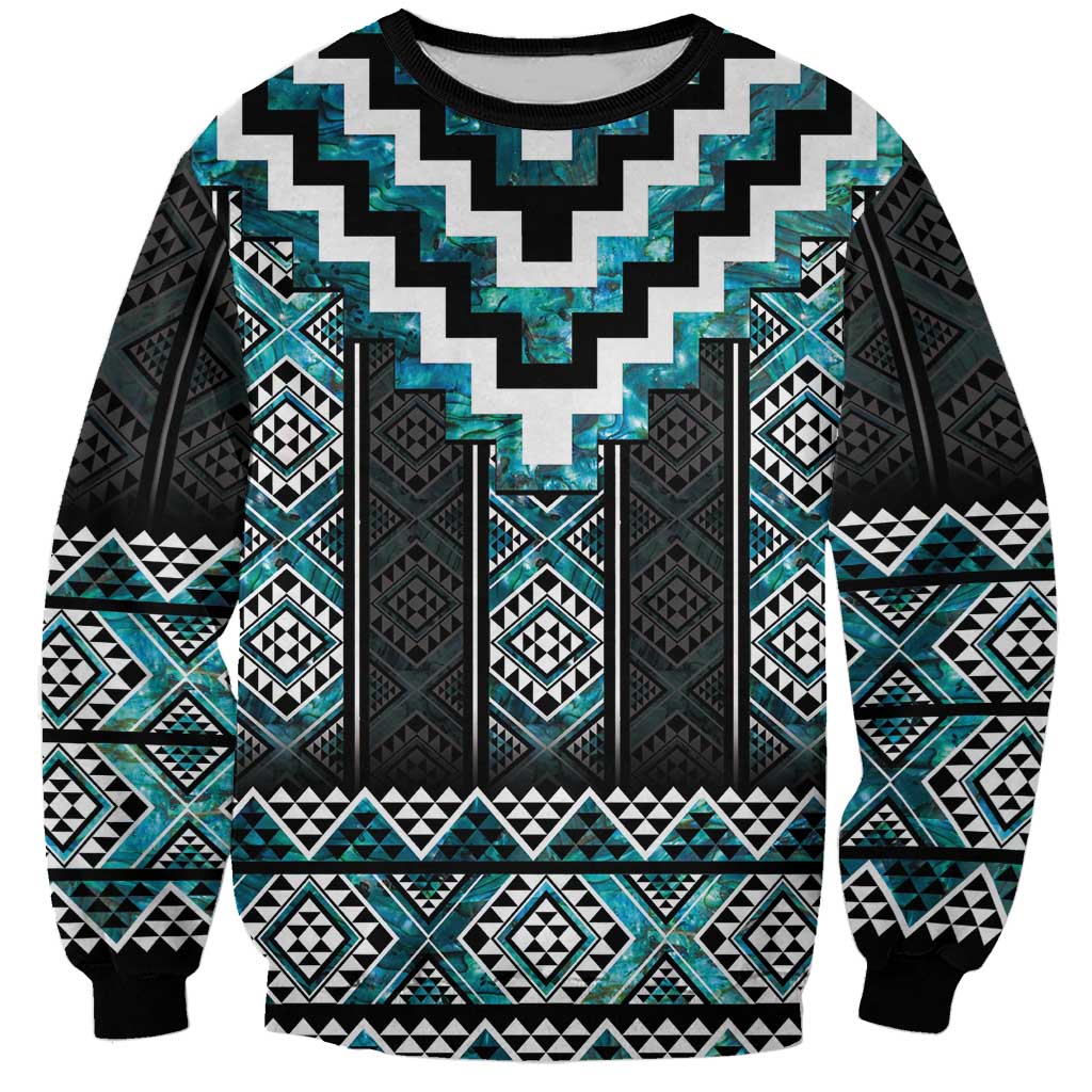 Paua Shell Taniko Pattern Aotearoa Sweatshirt Niho Taniwha Mix Poutama