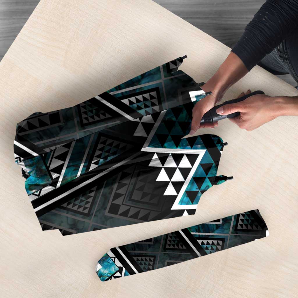Paua Shell Taniko Pattern Aotearoa Umbrella Niho Taniwha Mix Poutama - Polynesian Pride