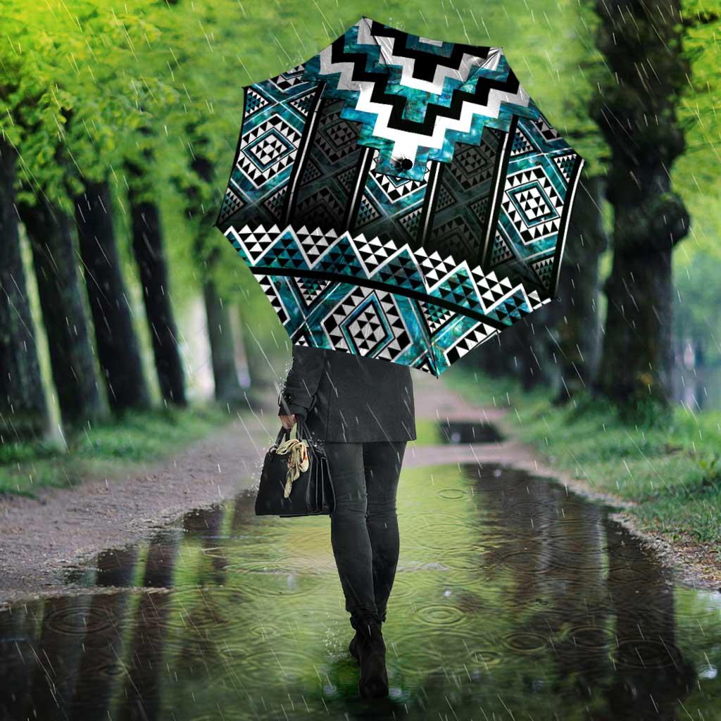 Paua Shell Taniko Pattern Aotearoa Umbrella Niho Taniwha Mix Poutama - Polynesian Pride