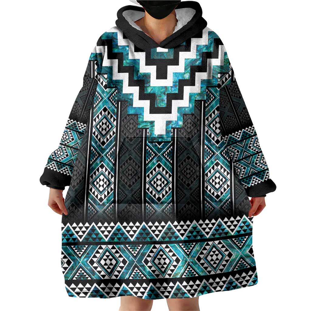 Paua Shell Taniko Pattern Aotearoa Wearable Blanket Hoodie Niho Taniwha Mix Poutama