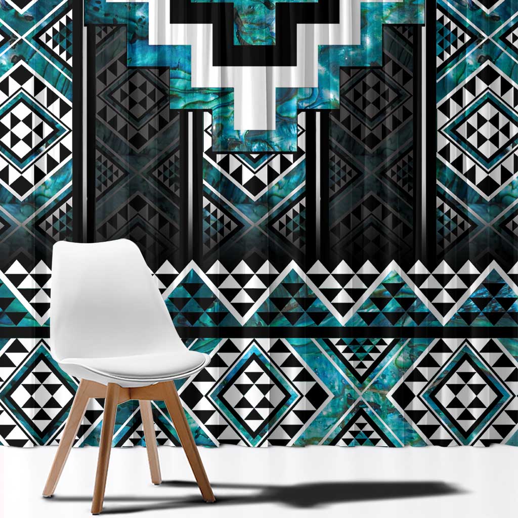 Paua Shell Taniko Pattern Aotearoa Window Curtain Niho Taniwha Mix Poutama