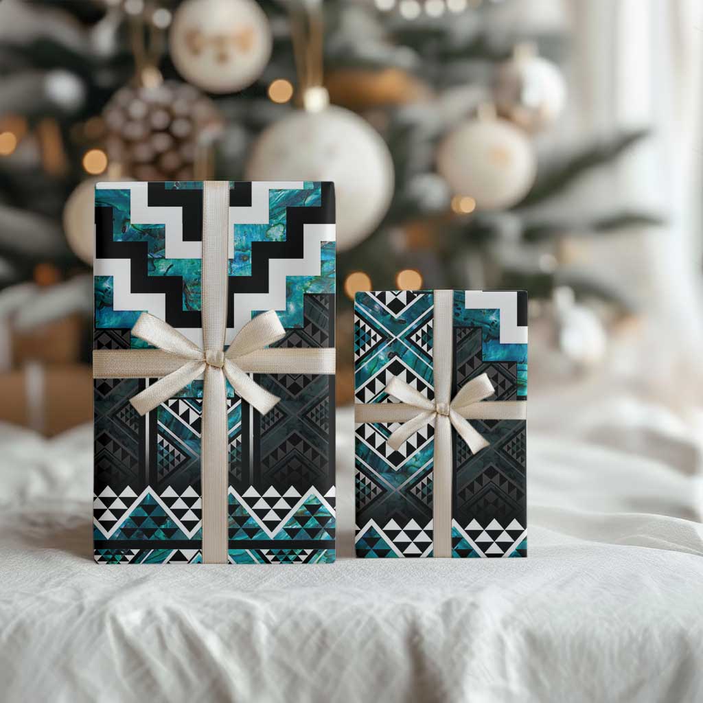 Paua Shell Taniko Pattern Aotearoa Wrapping Paper Niho Taniwha Mix Poutama - Polynesian Pride
