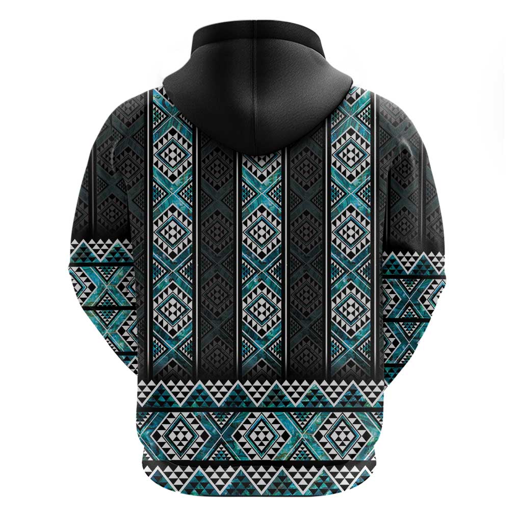 Paua Shell Taniko Pattern Aotearoa Zip Hoodie Niho Taniwha Mix Poutama