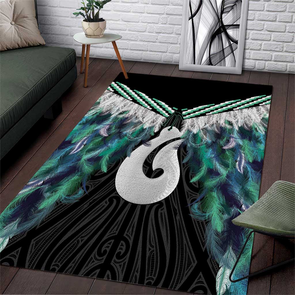 Aotearoa Korowai Motif Area Rug Hei Matau Poutama Maori Pattern