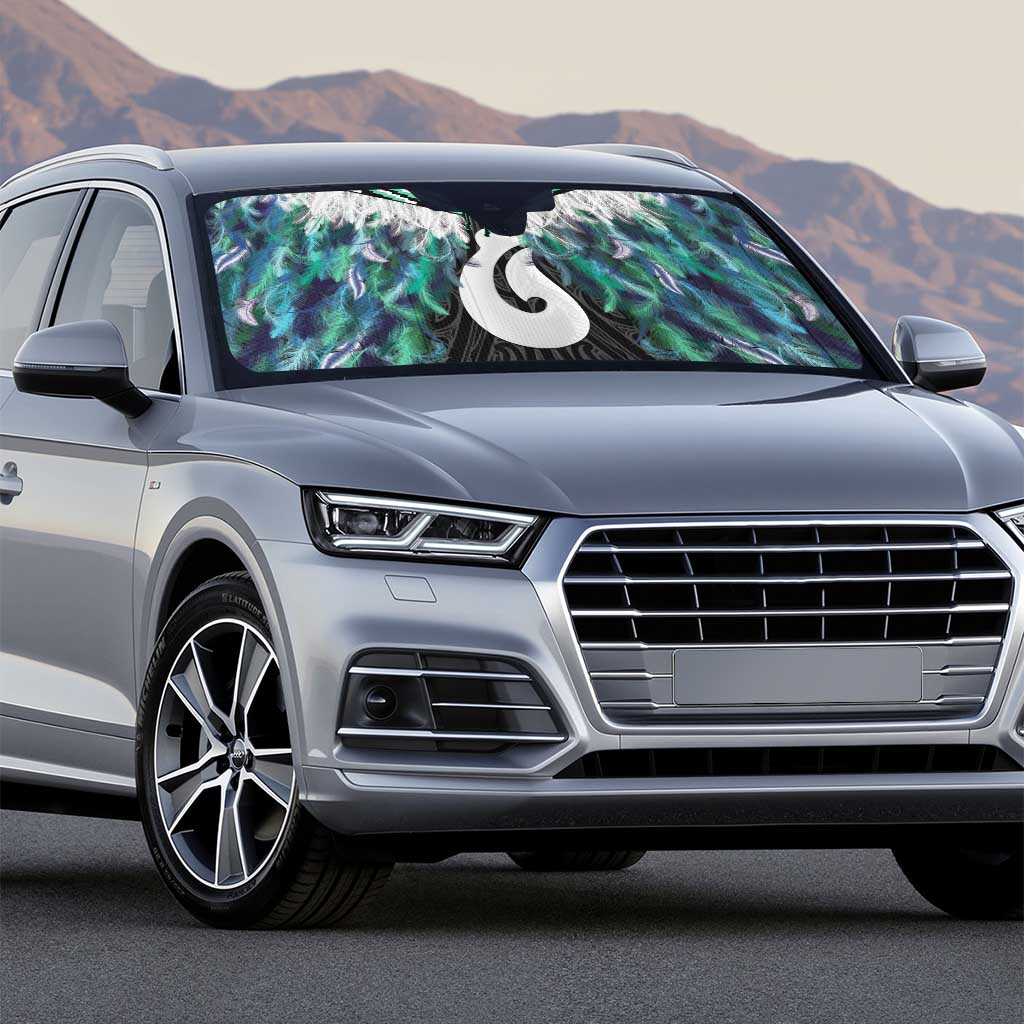 Aotearoa Korowai Motif Auto Sun Shade Hei Matau Poutama Maori Pattern - Polynesian Pride