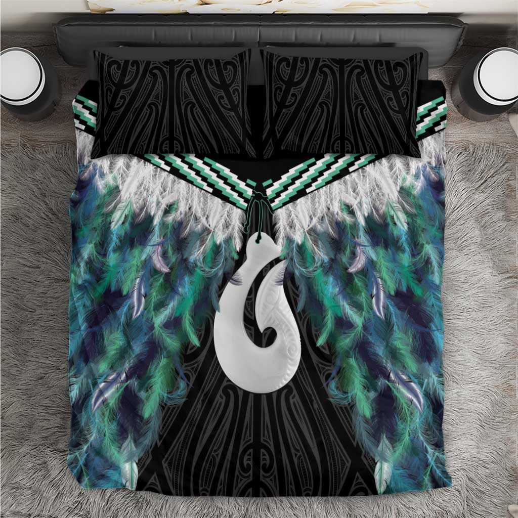 Aotearoa Korowai Motif Bedding Set Hei Matau Poutama Maori Pattern LT14 Turquoise - Polynesian Pride