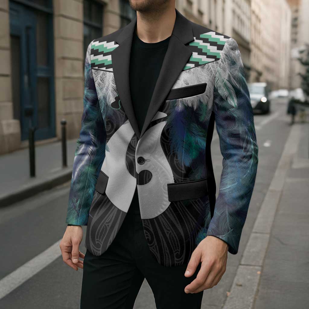 Aotearoa Korowai Motif Blazer Hei Matau Poutama Maori Pattern - Polynesian Pride