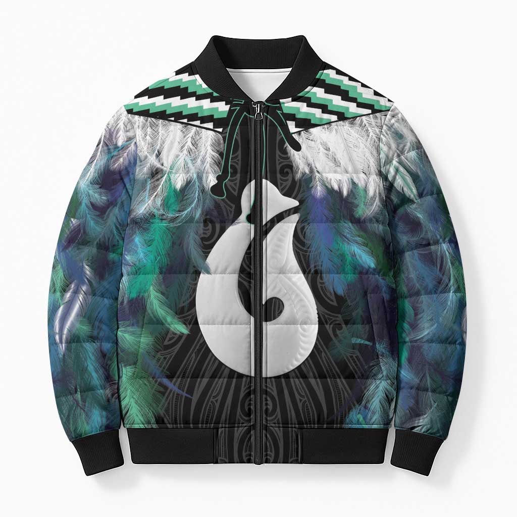 Aotearoa Korowai Motif Bomber Puffer Jacket Hei Matau Poutama Maori Pattern - Polynesian Pride