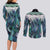 Aotearoa Korowai Motif Couples Matching Long Sleeve Bodycon Dress and Long Sleeve Button Shirt Hei Matau Poutama Maori Pattern