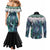 Aotearoa Korowai Motif Couples Matching Mermaid Dress and Long Sleeve Button Shirt Hei Matau Poutama Maori Pattern