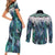 Aotearoa Korowai Motif Couples Matching Short Sleeve Bodycon Dress and Long Sleeve Button Shirt Hei Matau Poutama Maori Pattern