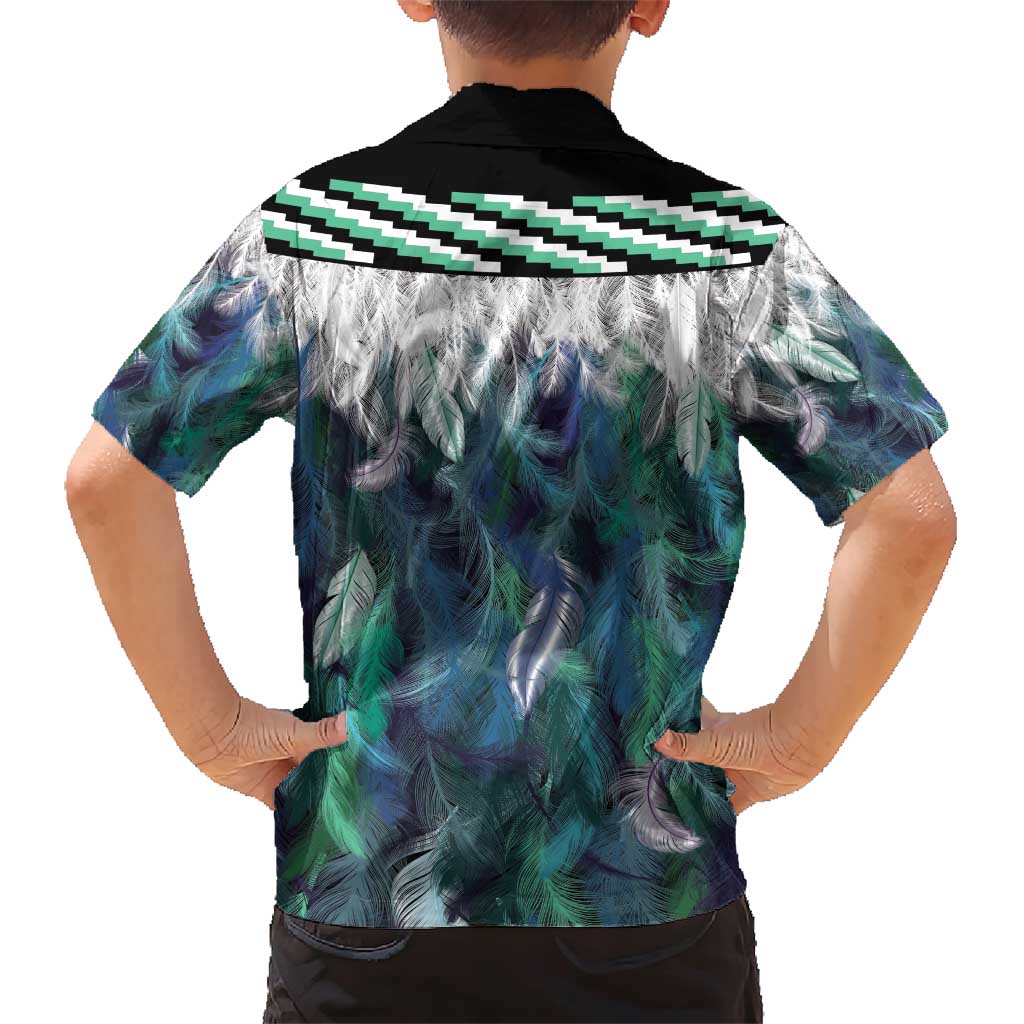 Aotearoa Korowai Motif Family Matching Short Sleeve Bodycon Dress and Hawaiian Shirt Hei Matau Poutama Maori Pattern LT14 - Polynesian Pride