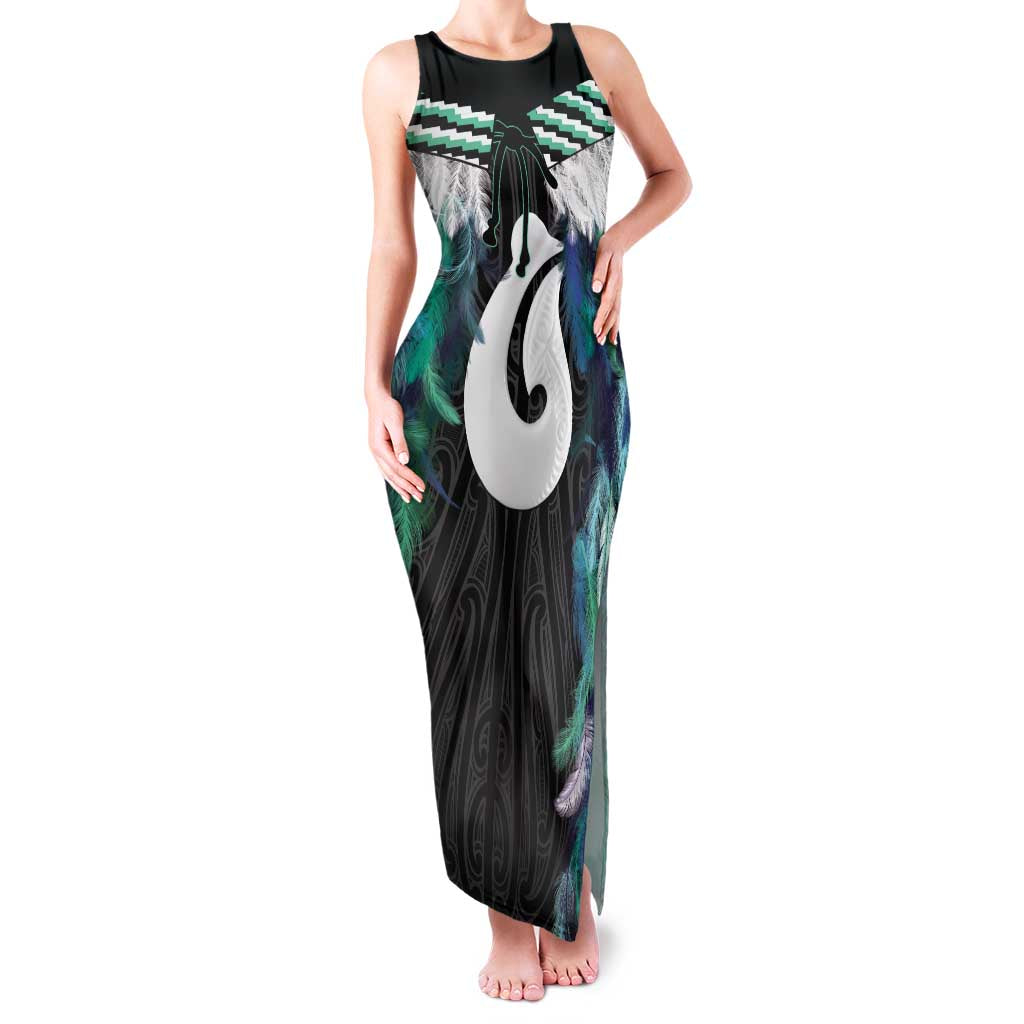 Aotearoa Korowai Motif Family Matching Tank Maxi Dress and Hawaiian Shirt Hei Matau Poutama Maori Pattern