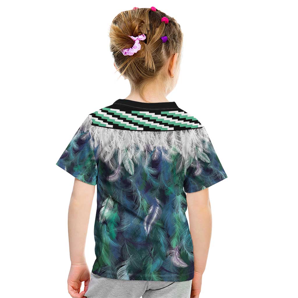 Aotearoa Korowai Motif Kid T Shirt Hei Matau Poutama Maori Pattern