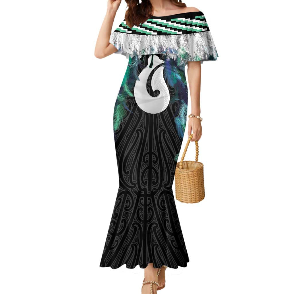 Aotearoa Korowai Motif Mermaid Dress Hei Matau Poutama Maori Pattern