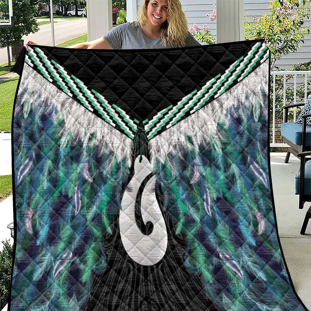 Aotearoa Korowai Motif Quilt Hei Matau Poutama Maori Pattern LT14 Turquoise - Polynesian Pride