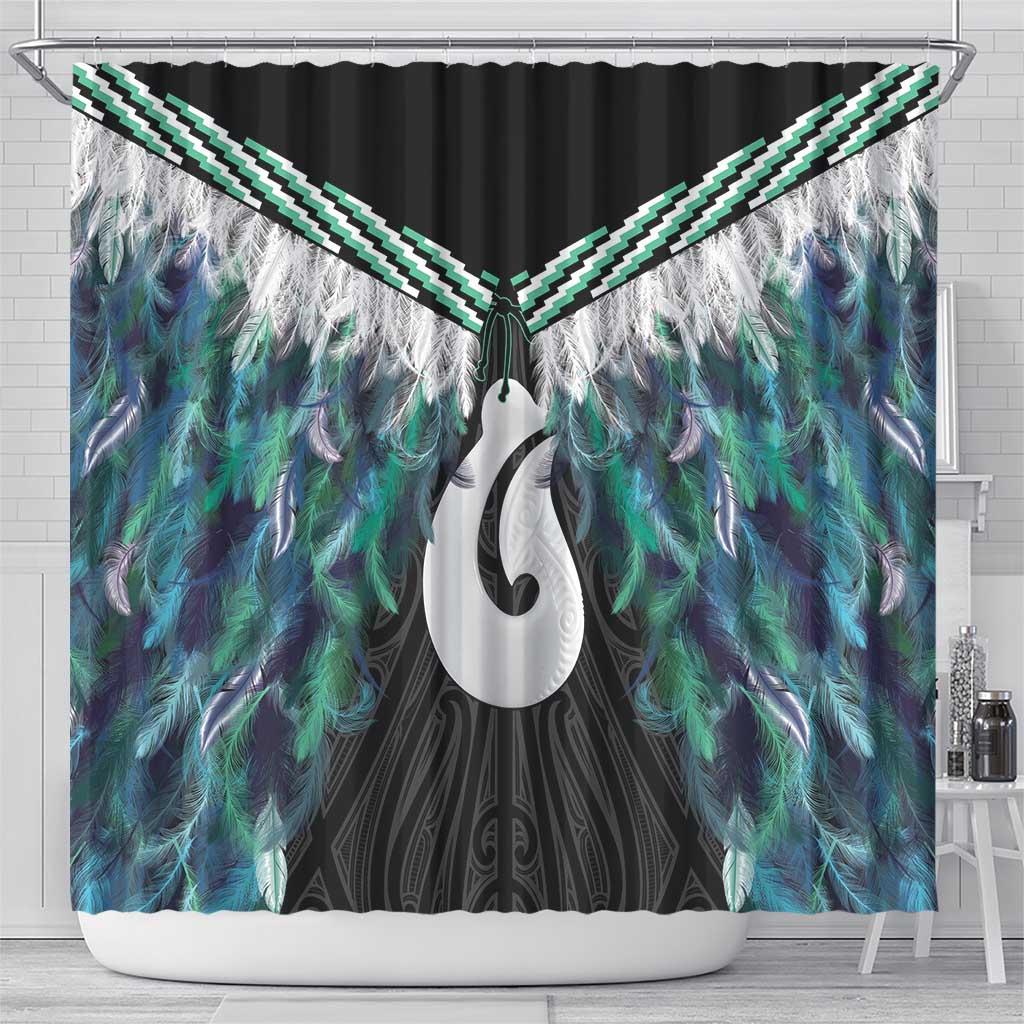 Aotearoa Korowai Motif Shower Curtain Hei Matau Poutama Maori Pattern LT14 - Polynesian Pride