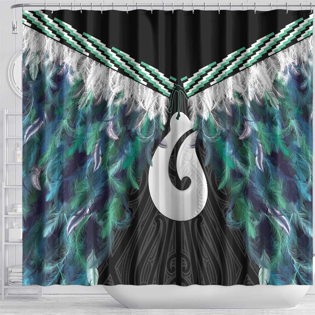 Aotearoa Korowai Motif Shower Curtain Hei Matau Poutama Maori Pattern LT14 - Polynesian Pride