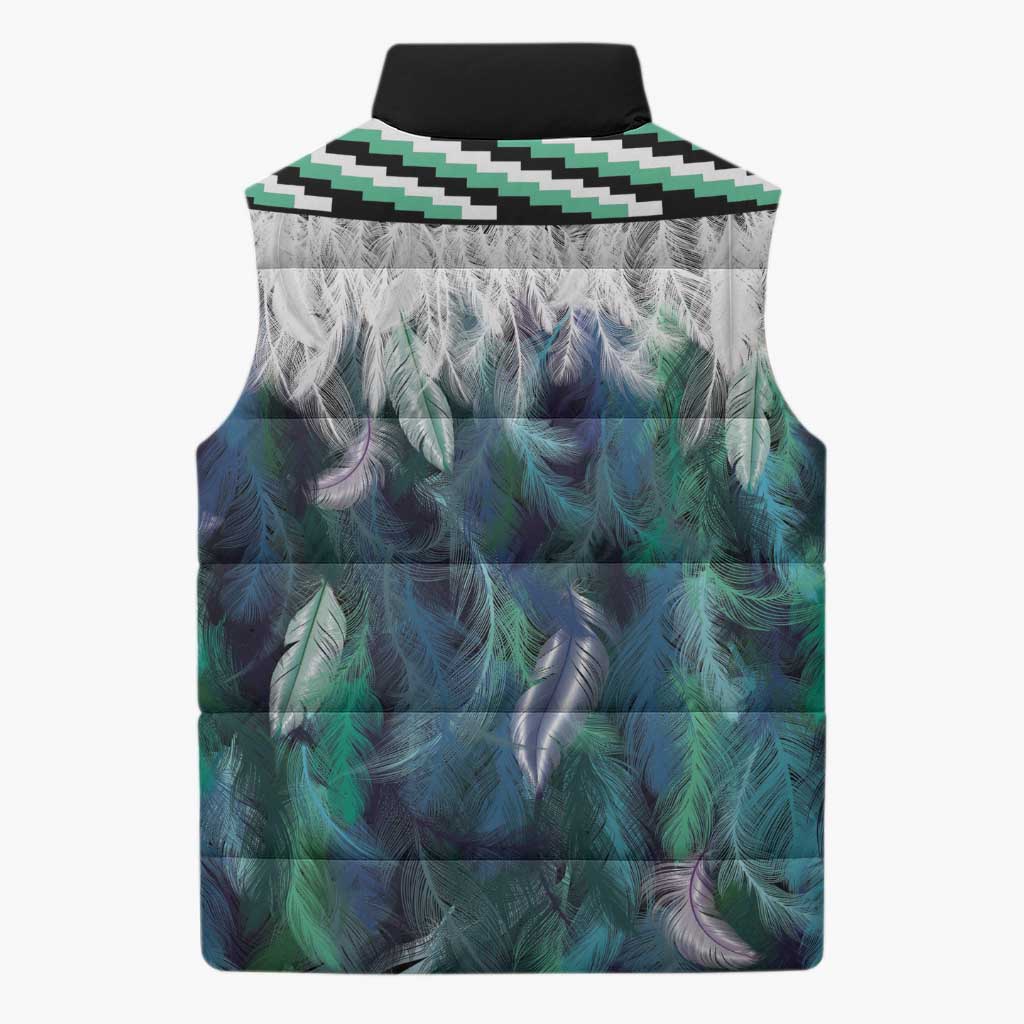 Aotearoa Korowai Motif Sleeveless Puffer Jacket Hei Matau Poutama Maori Pattern LT14 - Polynesian Pride