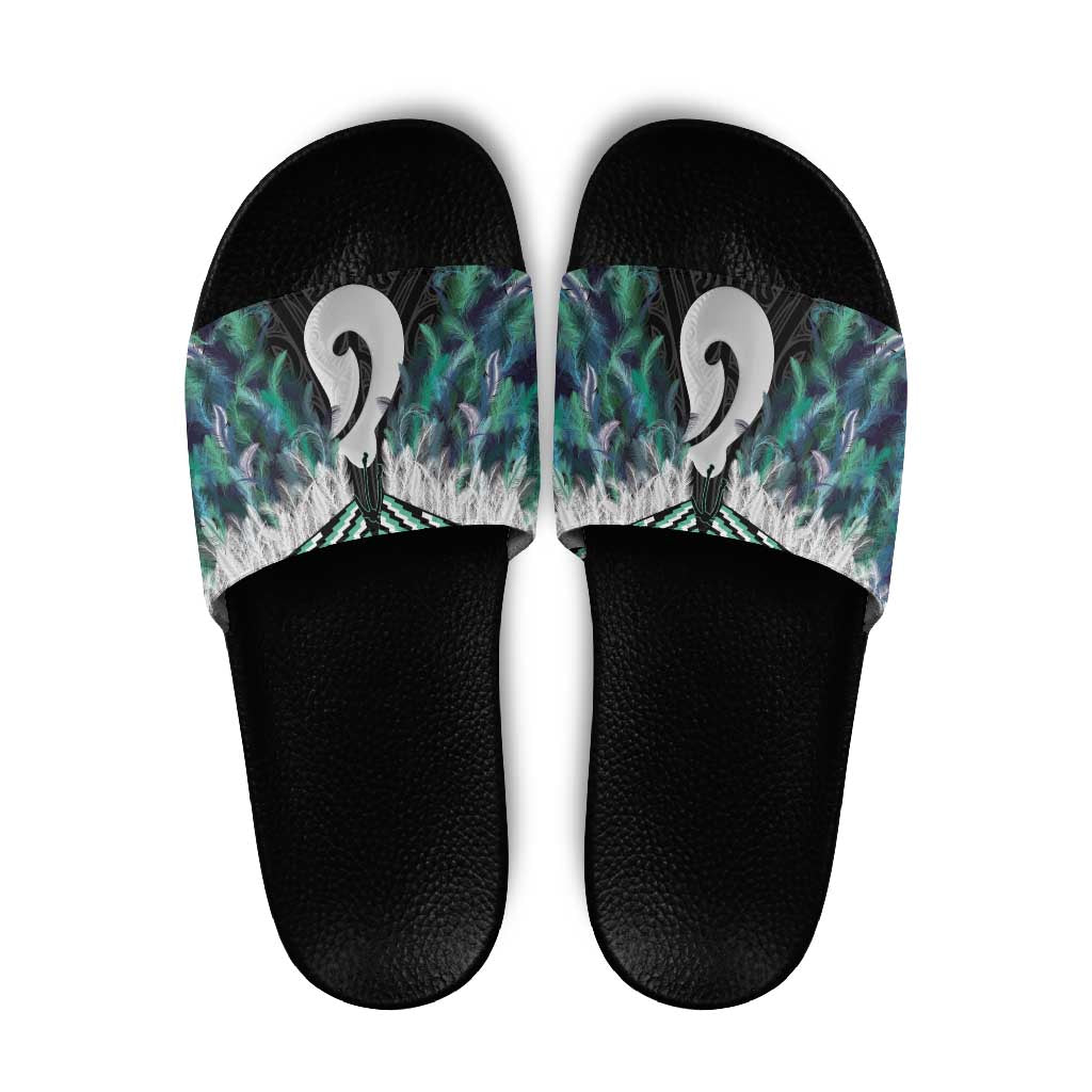 Aotearoa Korowai Motif Slide Sandals Hei Matau Poutama Maori Pattern - Polynesian Pride
