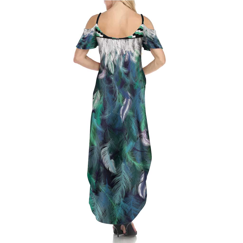 Aotearoa Korowai Motif Summer Maxi Dress Hei Matau Poutama Maori Pattern