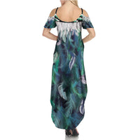 Aotearoa Korowai Motif Summer Maxi Dress Hei Matau Poutama Maori Pattern