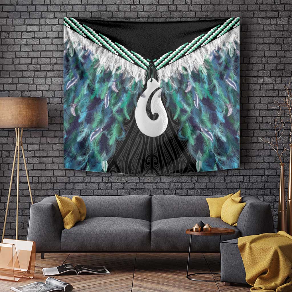 Aotearoa Korowai Motif Tapestry Hei Matau Poutama Maori Pattern LT14 Turquoise - Polynesian Pride