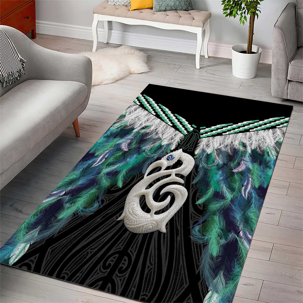 Aotearoa Korowai Motif Area Rug Hei Manaia Poutama Maori Pattern