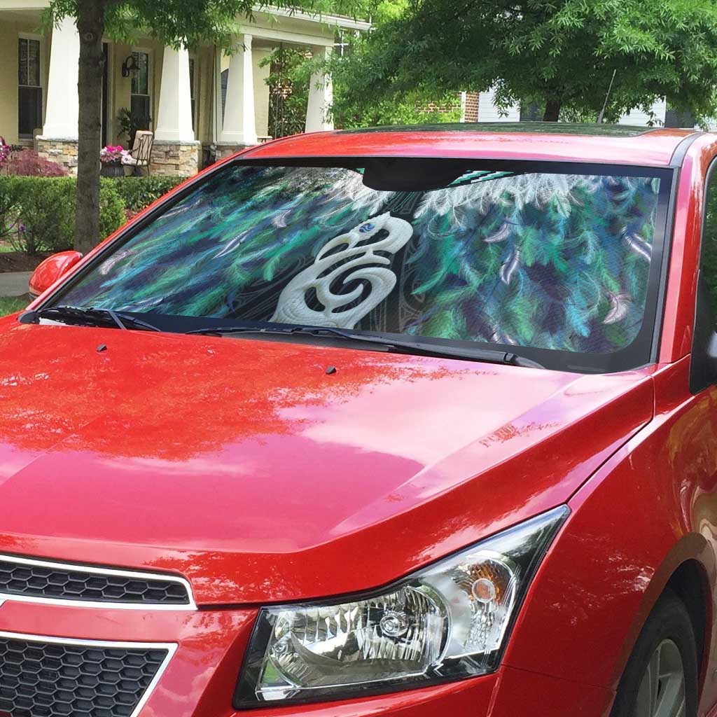 Aotearoa Korowai Motif Auto Sun Shade Hei Manaia Poutama Maori Pattern - Polynesian Pride