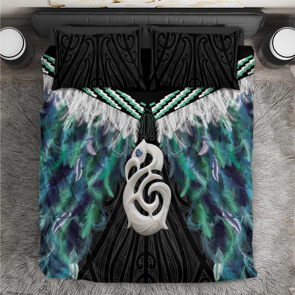 Aotearoa Korowai Motif Bedding Set Hei Manaia Poutama Maori Pattern LT14 Turquoise - Polynesian Pride