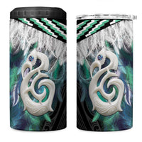 Aotearoa Korowai Motif 4 in 1 Can Cooler Tumbler Hei Manaia Poutama Maori Pattern