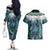 Aotearoa Korowai Motif Couples Matching Off The Shoulder Long Sleeve Dress and Hawaiian Shirt Hei Manaia Poutama Maori Pattern
