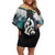 Aotearoa Korowai Motif Family Matching Off Shoulder Short Dress and Hawaiian Shirt Hei Manaia Poutama Maori Pattern