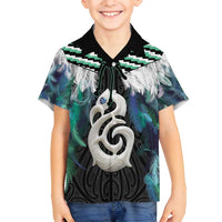 Aotearoa Korowai Motif Family Matching Summer Maxi Dress and Hawaiian Shirt Hei Manaia Poutama Maori Pattern