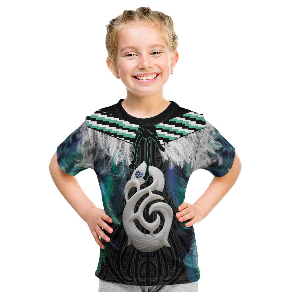 Aotearoa Korowai Motif Kid T Shirt Hei Manaia Poutama Maori Pattern