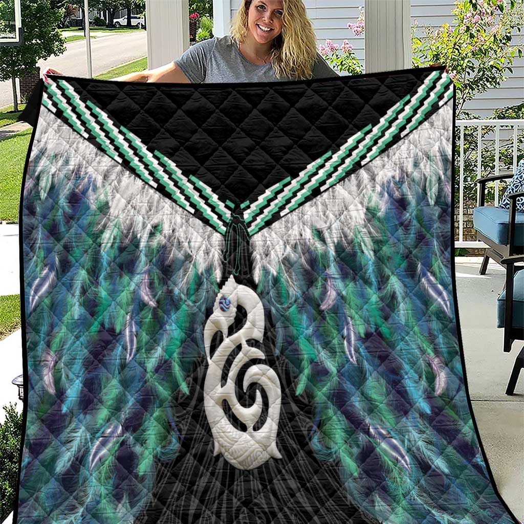 Aotearoa Korowai Motif Quilt Hei Manaia Poutama Maori Pattern LT14 Turquoise - Polynesian Pride