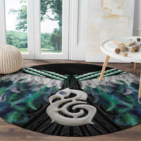 Aotearoa Korowai Motif Round Carpet Hei Manaia Poutama Maori Pattern