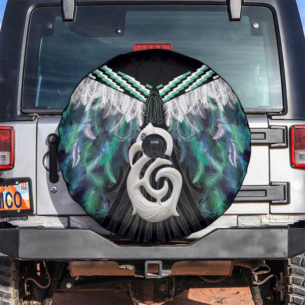 Aotearoa Korowai Motif Spare Tire Cover Hei Manaia Poutama Maori Pattern LT14 Turquoise - Polynesian Pride
