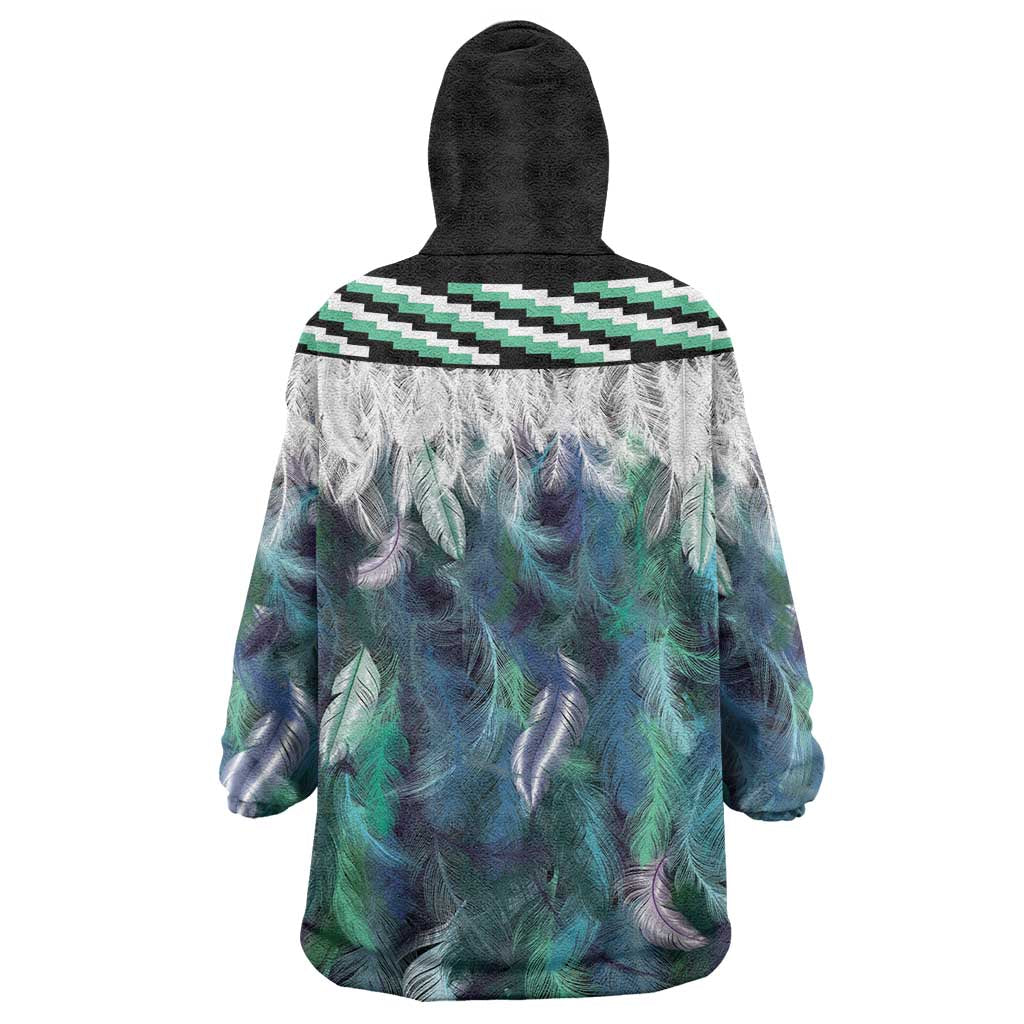 Aotearoa Korowai Motif Wearable Blanket Hoodie Hei Manaia Poutama Maori Pattern