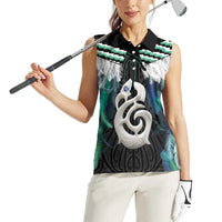 Aotearoa Korowai Motif Women Sleeveless Polo Shirt Hei Manaia Poutama Maori Pattern