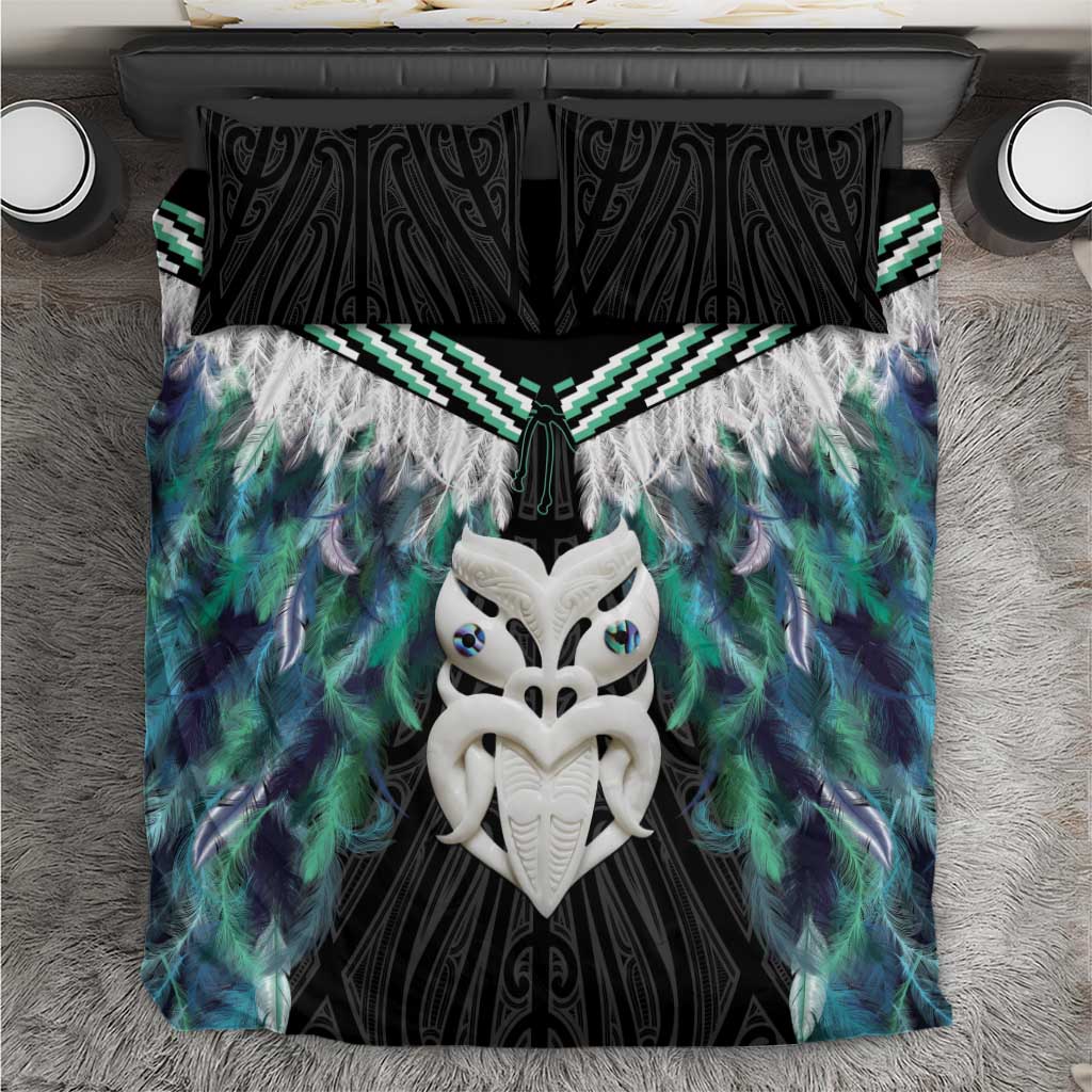 Aotearoa Korowai Motif Bedding Set Maori Wheku Poutama LT14 Turquoise - Polynesian Pride
