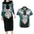 Aotearoa Korowai Motif Couples Matching Long Sleeve Bodycon Dress and Hawaiian Shirt Maori Wheku Poutama
