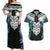 Aotearoa Korowai Motif Couples Matching Off Shoulder Maxi Dress and Hawaiian Shirt Maori Wheku Poutama