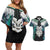 Aotearoa Korowai Motif Couples Matching Off Shoulder Short Dress and Hawaiian Shirt Maori Wheku Poutama