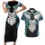 Aotearoa Korowai Motif Couples Matching Short Sleeve Bodycon Dress and Hawaiian Shirt Maori Wheku Poutama