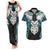 Aotearoa Korowai Motif Couples Matching Tank Maxi Dress and Hawaiian Shirt Maori Wheku Poutama