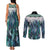 Aotearoa Korowai Motif Couples Matching Tank Maxi Dress and Long Sleeve Button Shirt Maori Wheku Poutama