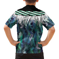 Aotearoa Korowai Motif Family Matching Off The Shoulder Long Sleeve Dress and Hawaiian Shirt Maori Wheku Poutama LT14 - Polynesian Pride