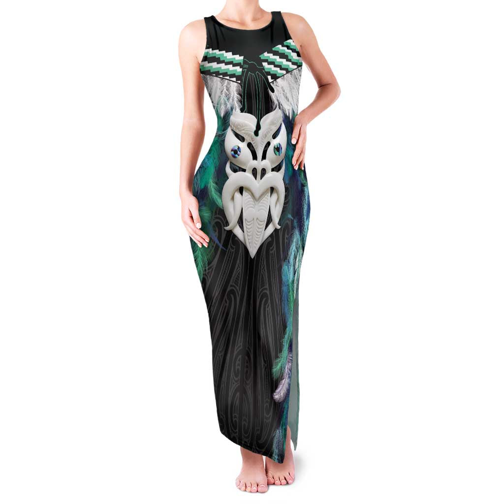 Aotearoa Korowai Motif Family Matching Tank Maxi Dress and Hawaiian Shirt Maori Wheku Poutama