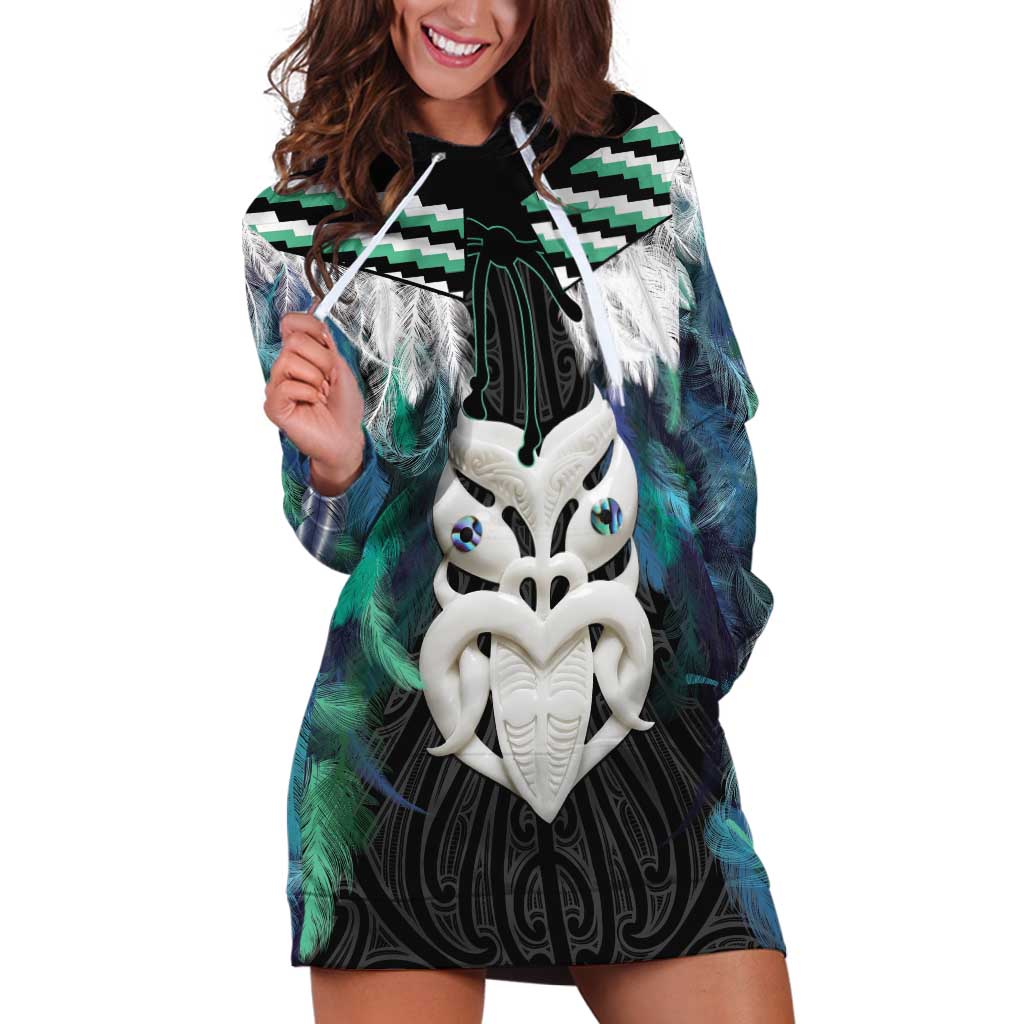Aotearoa Korowai Motif Hoodie Dress Maori Wheku Poutama